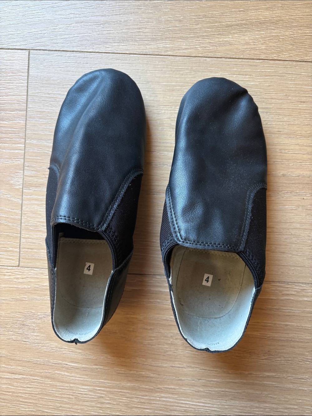Girls Black Slip-On Leather Dance Shoe